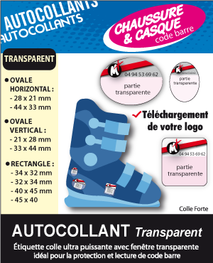 AUTOCOLLANT PLAT TRANSPARENT RECTANGLE 34 x 32 mm