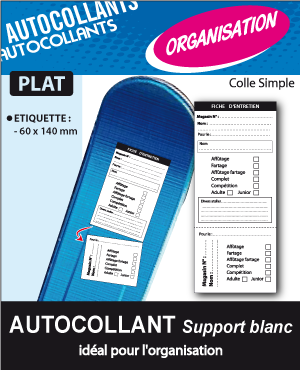 AUTOCOLLANT PLAT ENTRETIEN ETIQUETTE 60 x 140 mm