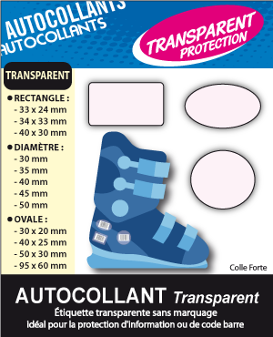 AUTOCOLLANT TRANSPARENT RECTANGLE 24 x 33 mm